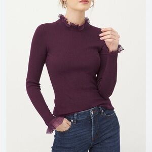 Ted Baker London Dvana Ruffle Neck Sweater Burgundy